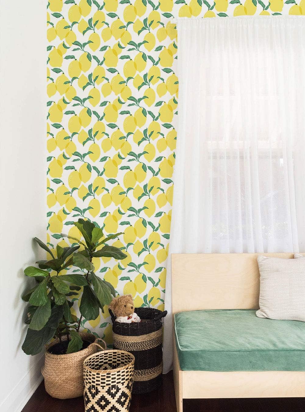 Simple Shapes Lemon Wallpaper - Peel and Stick (Single Sheet - 2ft x 9ft)