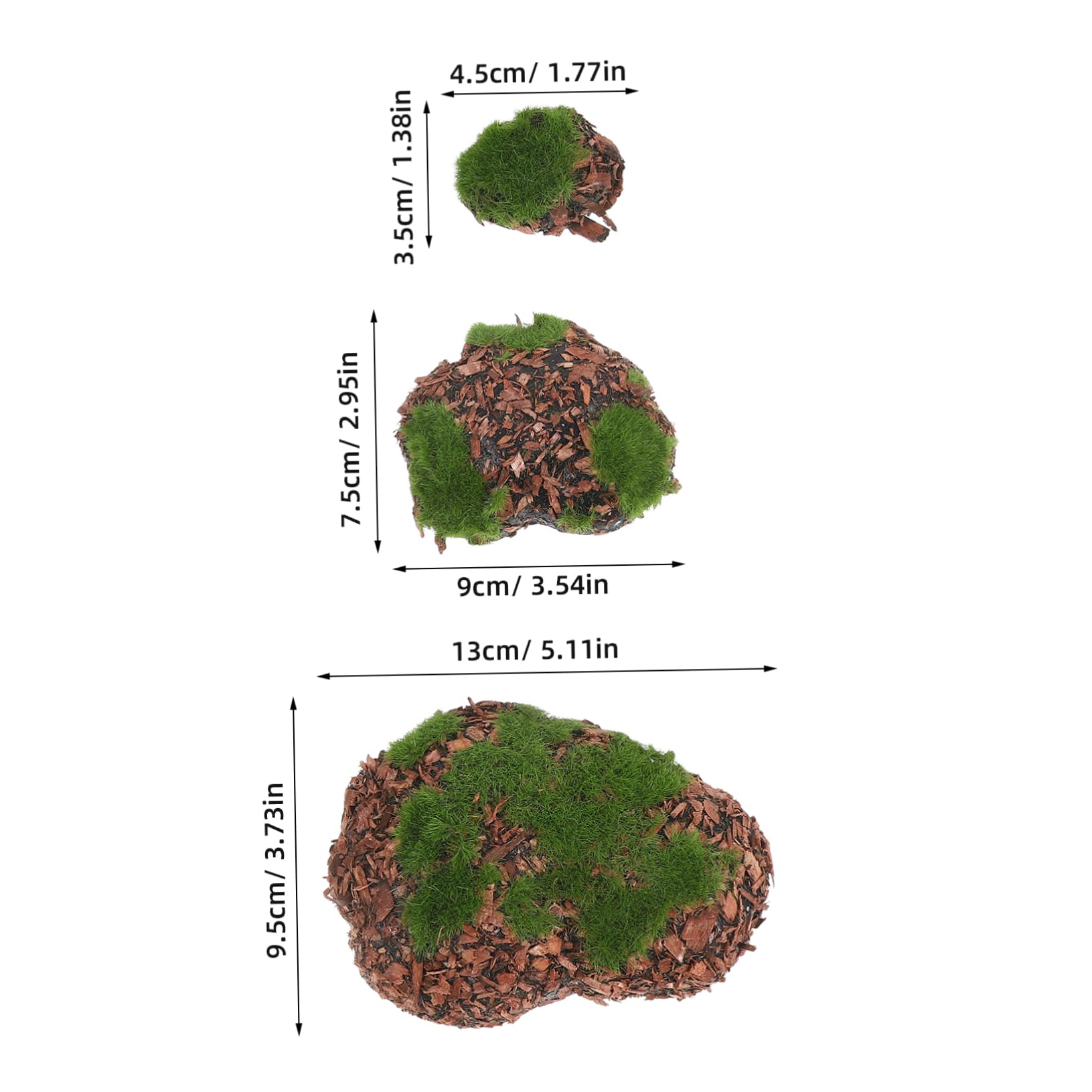 IWOWHERO Realistic Faux Moss Stones for Garden 6 Pack Decorative Artificial Moss Rocks Craft Moss Decor for Landscape DIY