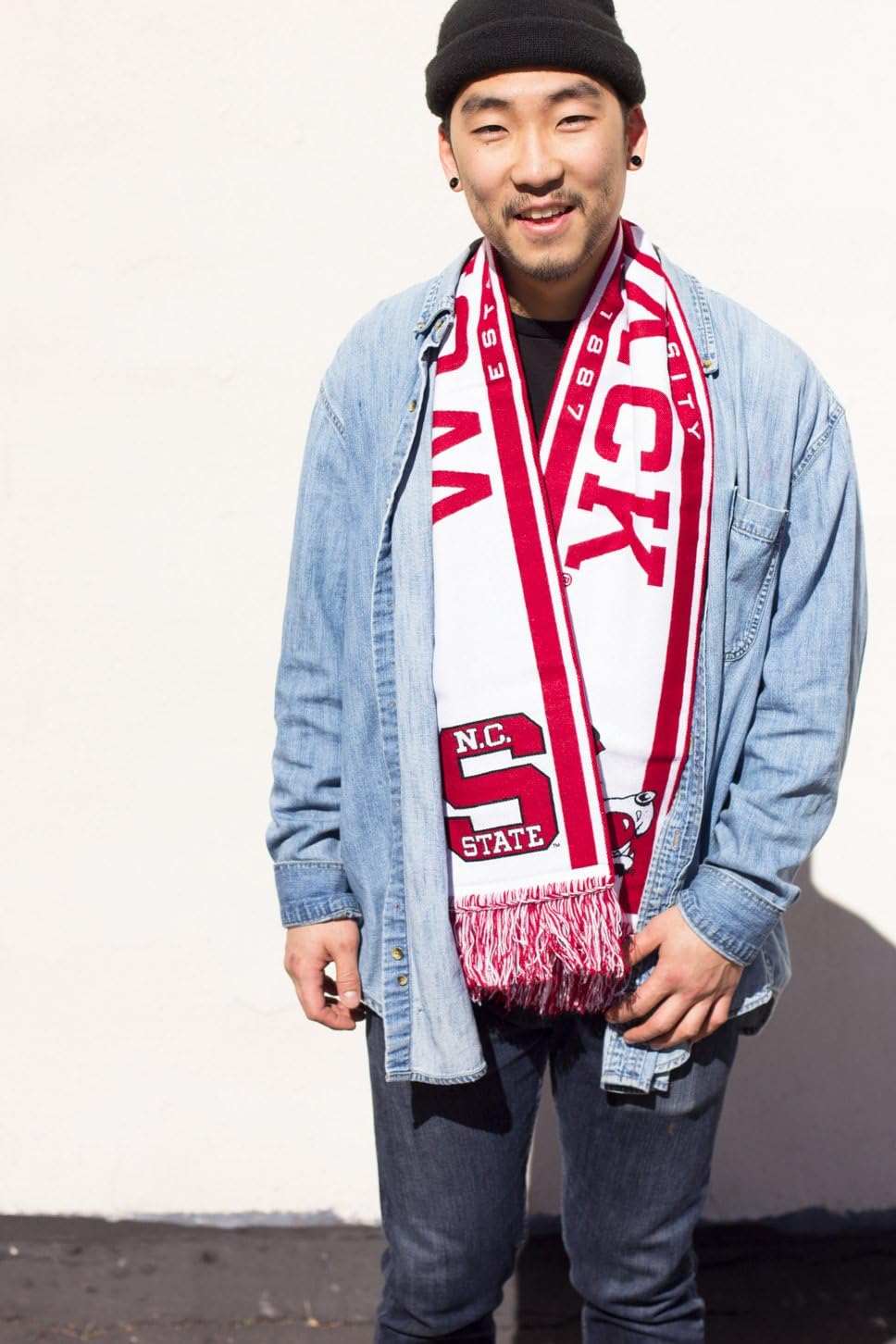 Tradition Scarves NC State Wolfpack Scarf - Hungry Wolf Throwback White Woven