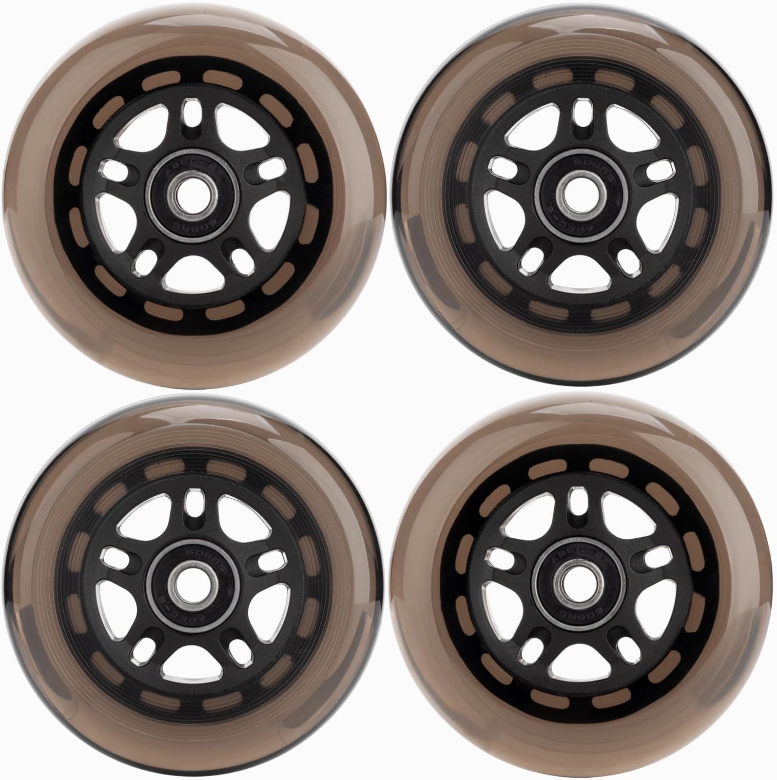 Inline Skate Wheels Outdoor & Indoor Inline Skate Replacement Wheels 85a Roller Hockey Wheels w/Bearings ABEC-9 & Floating Spacers, 64mm 70mm 72mm 76mm 80mm 84mm 90mm Dia, 4-Pack (80mm, Black)