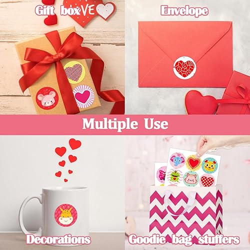 Miniatura 3 de Partywind Calcomanías de Feliz Día de San Valentín para niños, 288 piezas, accesorios de decoración de San Valentín para botellas de