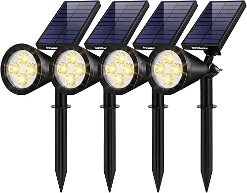 InnoGear Luces Solares Exteriores Impermeables Luz Solar de Jardín para Exterior Patio Iluminación de Paisaje Luces Puntuales para Senderos Foco Luz