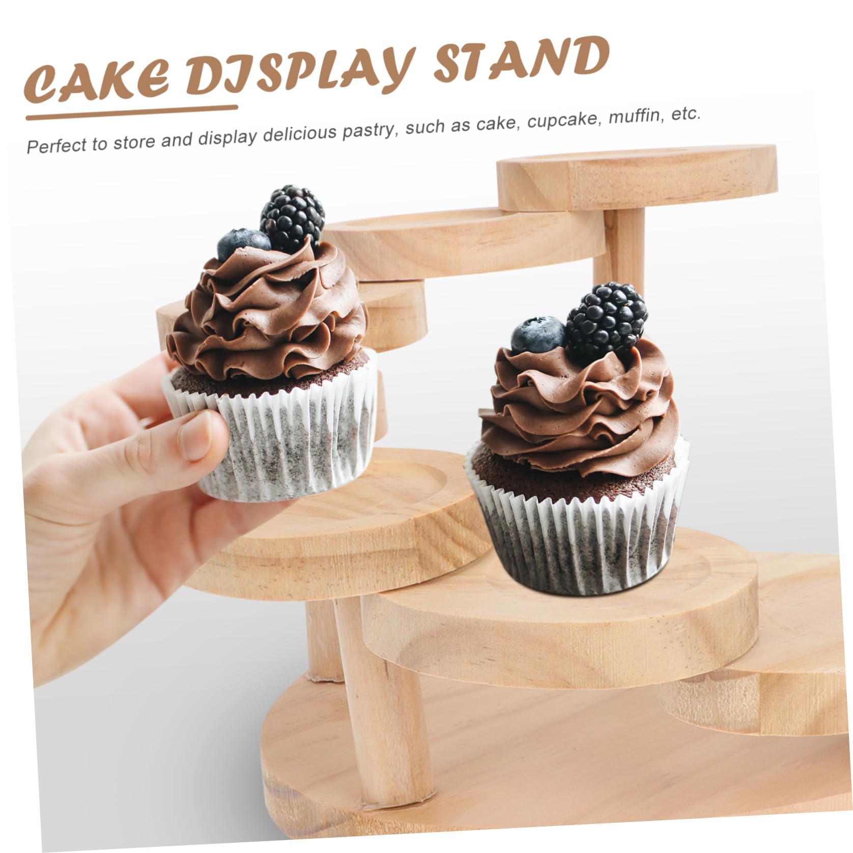 POPETPOP Alzata per Matrimonio Cupcake Torta Dolci a Decorazioni Multistrato in Legno Khaki, Supporto Feste a Casa
