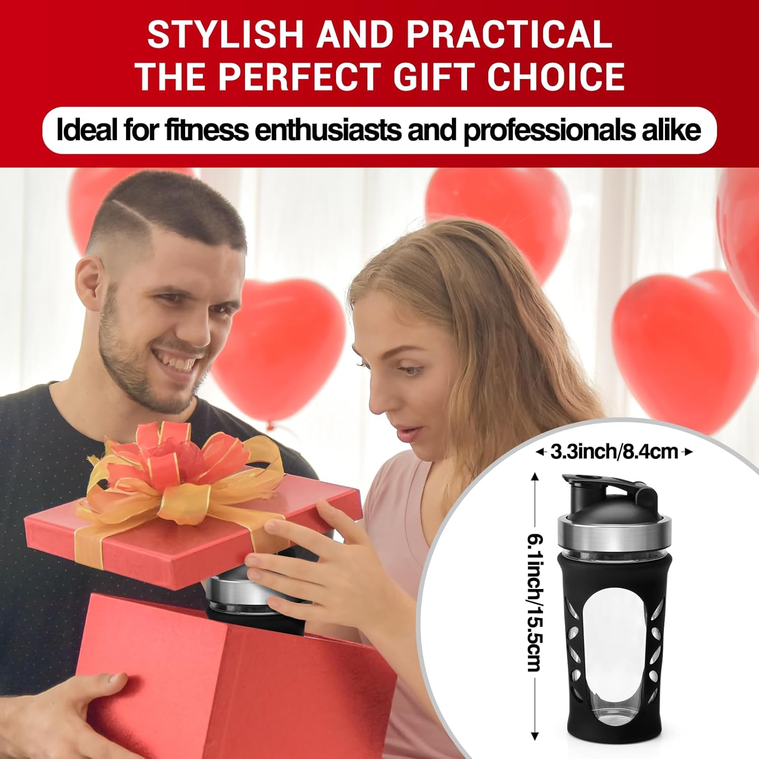 Glass Protein Shaker Bottle for Protein Mixes and Shakes - 635ml 20oz, BPA-Free Shake Bottle, Leak-Proof Glass Shaker Blender - Mixer for Gym, Durable Shaker - Image 9