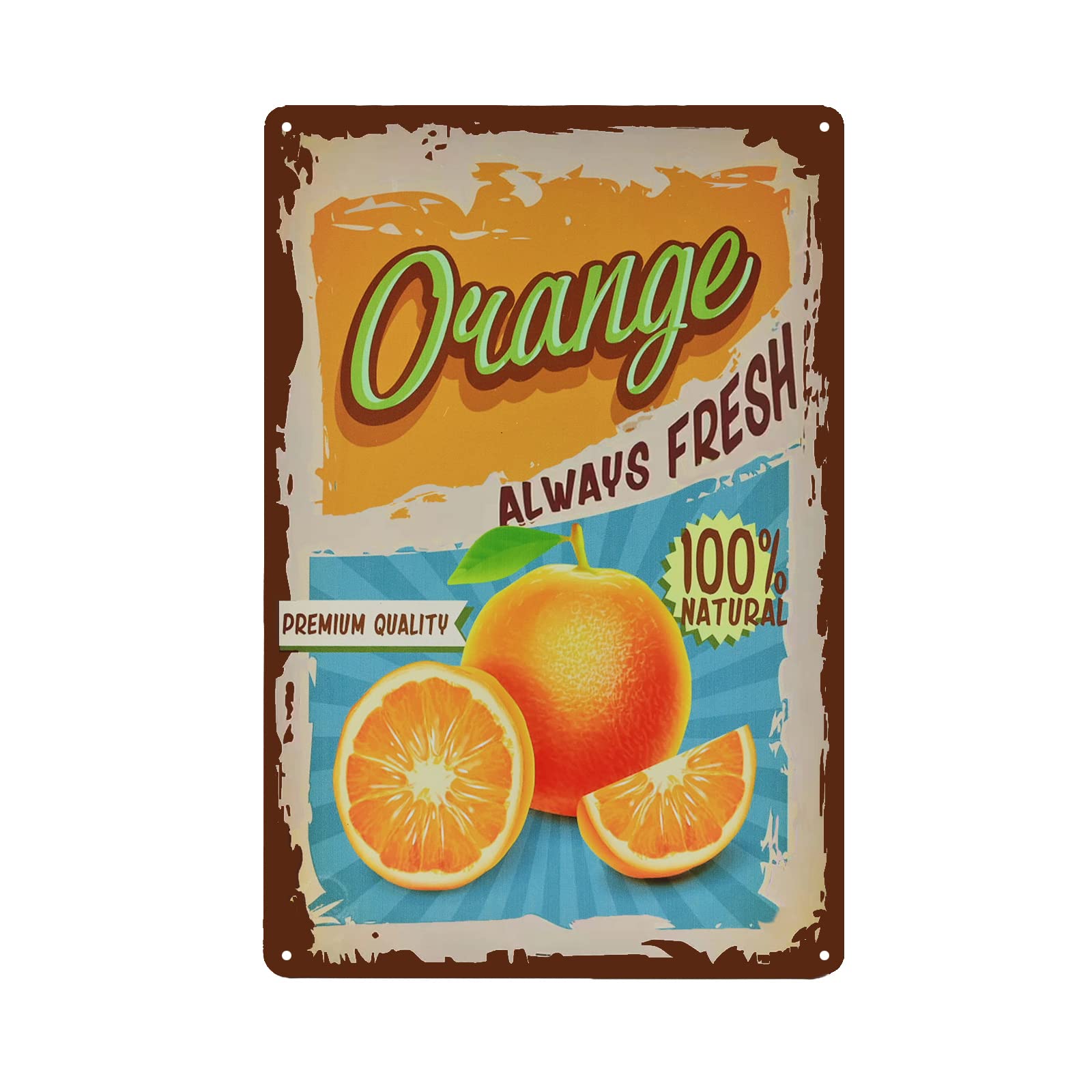 SMAZDFXX Vintage Orange Tin Sign - Fruit Aluminum Sign - Retro Decorative Sign Wall Decor Home Decor 12"x16"