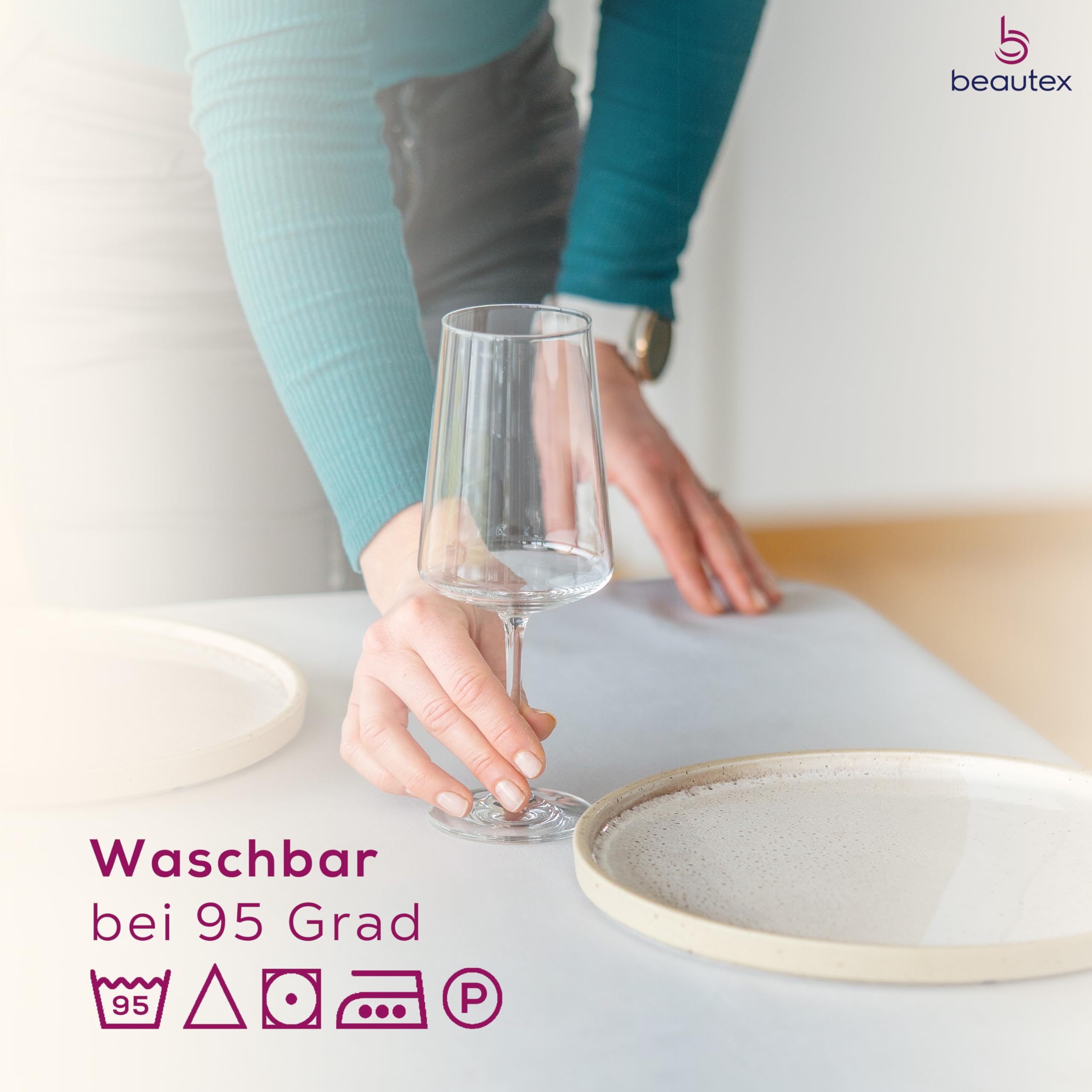 BEAUTEX Damast Tischdecke 100% Baumwolle, 130x220, Silber, Gastronomie