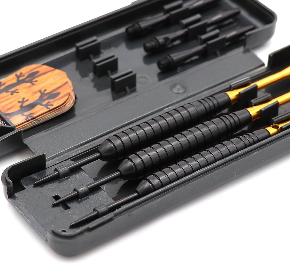 CUESOUL 23 Grams Black Coating Brass Barrels Steel Tip Darts with 2 Different Sets Dart Flights（C.FB.STBS051-C1202）