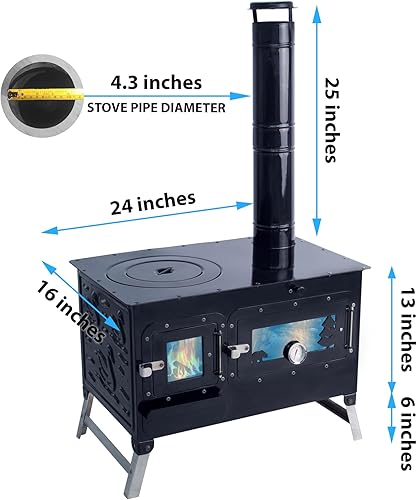 Miniatura 4 de Estufa de camping, Estufa de leña de la tienda, albergue de caza Estufa ardiente, arado de cocina con tabique de cocción del horno