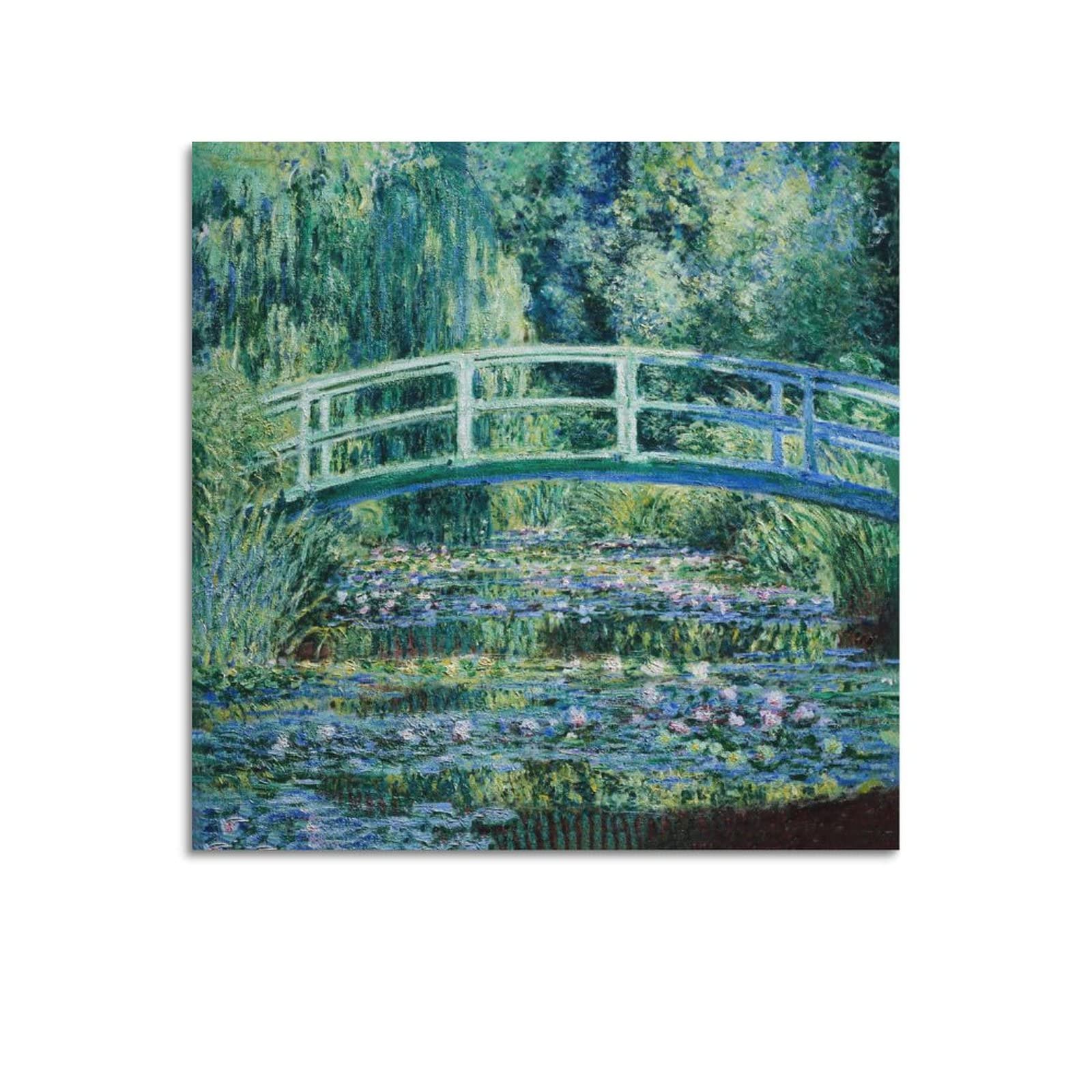 JAHER Claude Monet Paintings - (Water Lilies And The Japanese Bridge 1897) Poster Wall Art Painting Canvas Gift Living Room Prints Bedroom Decor Artworks 28x28inch(70x70cm)