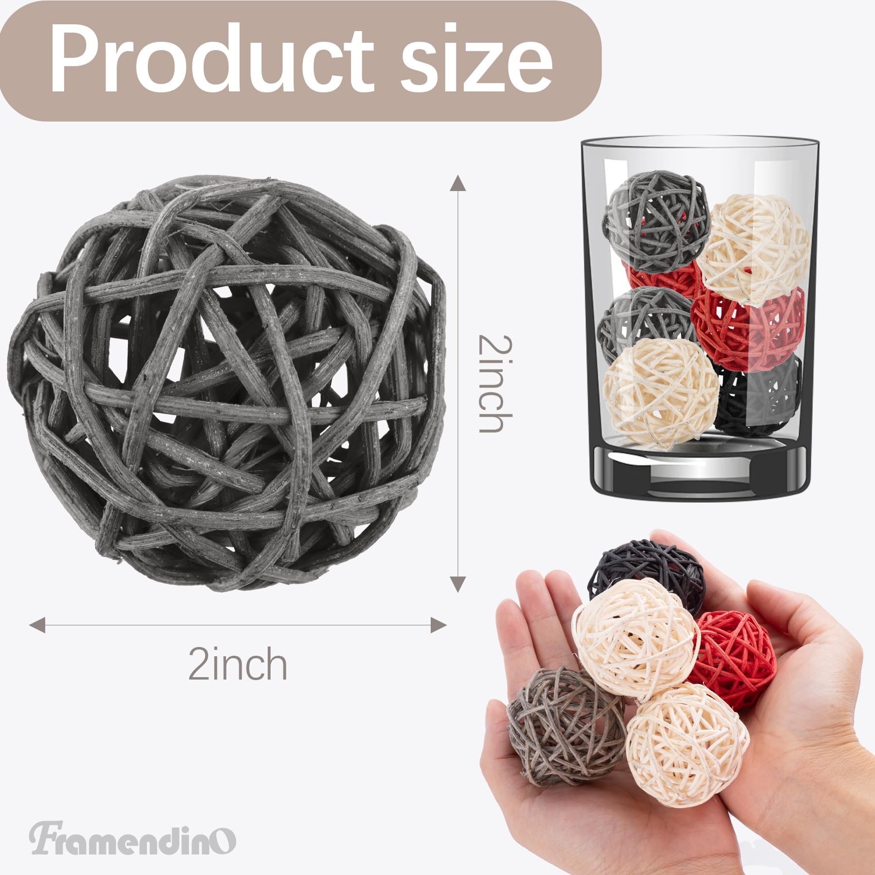 Amazon.co.jp: Framendino 24個パック 2インチ ラタンボール