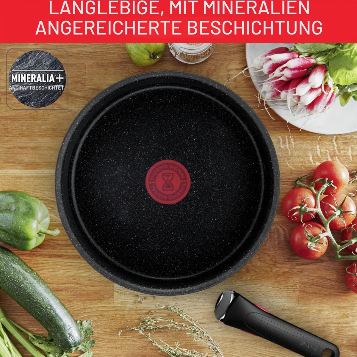 Tefal Ingenio Kochgeschirr-Set, 7-teilig, Induktion, Antihaftbeschichtung, stapelbar, platzsparend, Temperaturanzeige, gesundes Kochen, Made in France, Black Stone L3998702