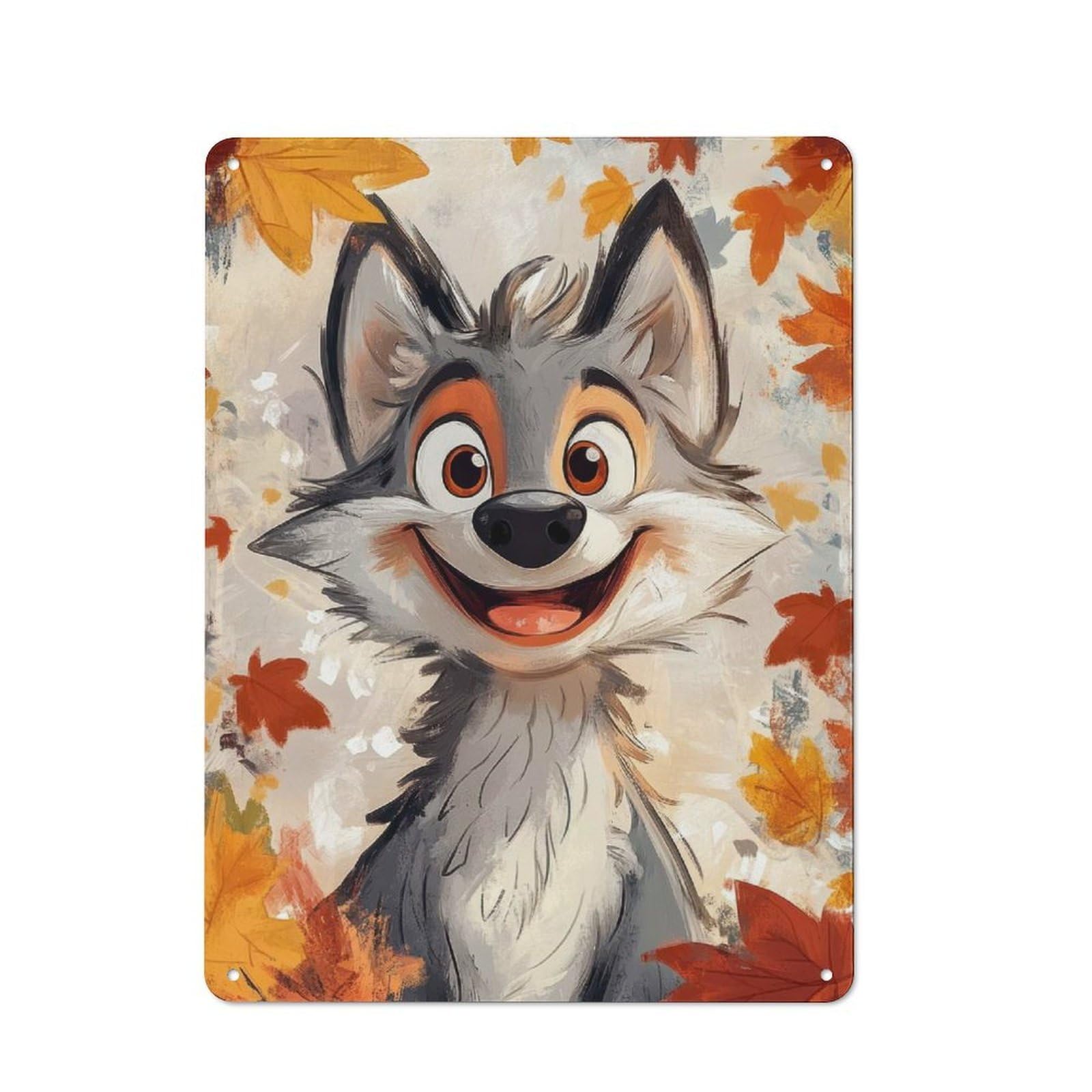Junmoney Autumn Wolf Art 40X30cm Retro Tin Sign With For Kitchen Or Home Bar, A Decorative Gift For A Newly Furnished Kitchen And Home Bar