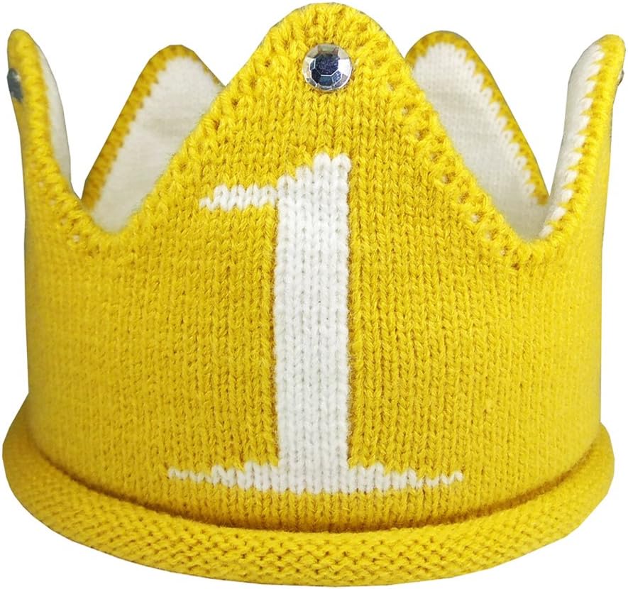 Lujuny Knit 1st Birthday Hat - Happy Baby Crown Headband Cap for Party Costume Photoshoot