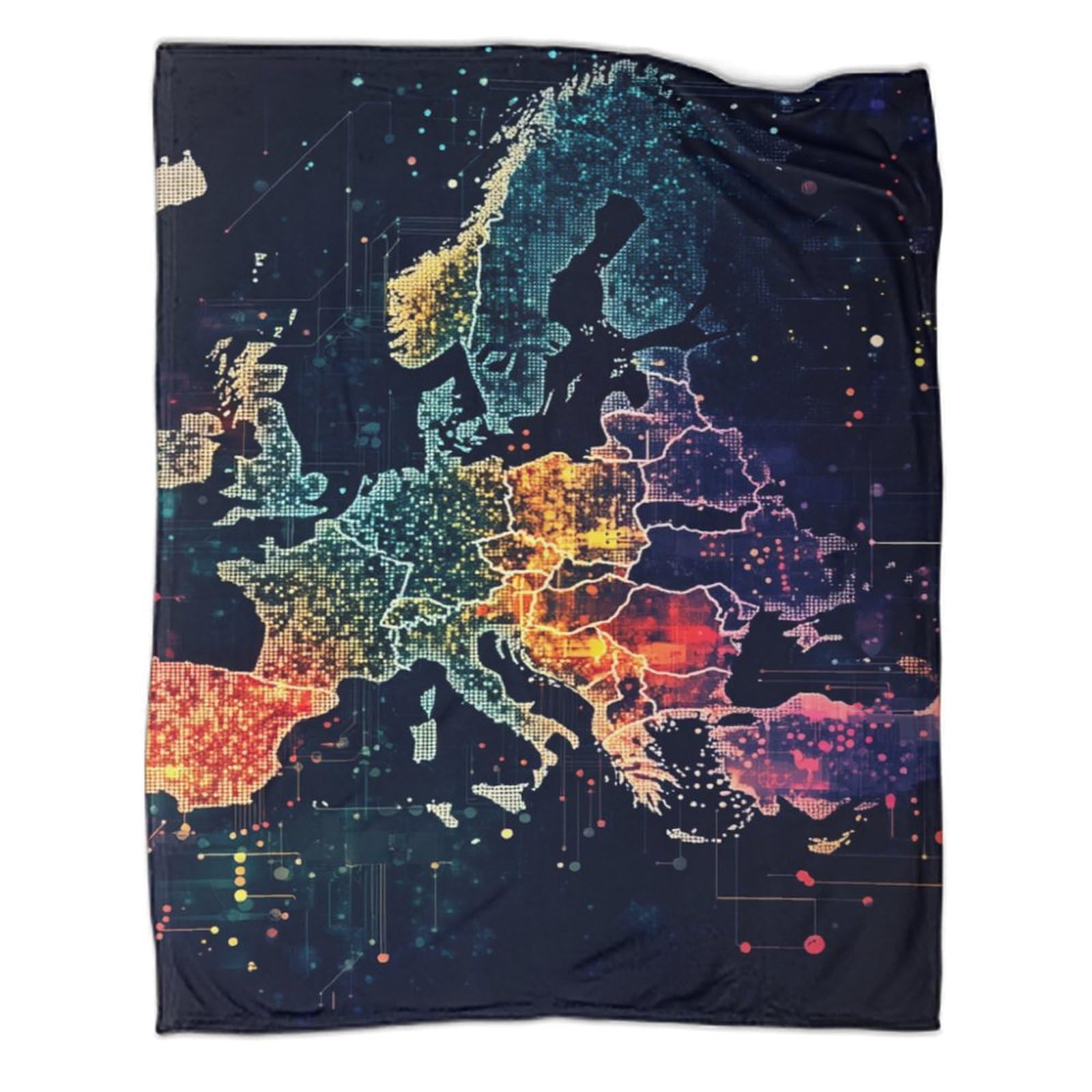 Couverture carte européenne 150x200 cm plaid moelleux pour lit et canapé