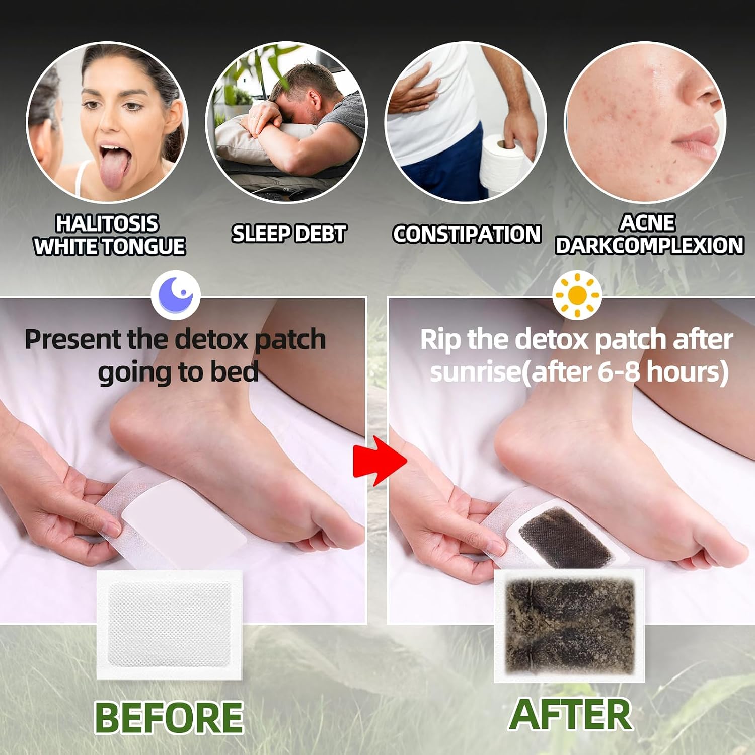 Foot Patches, 20 Pcs Natural Ingredients Foot Care Patches with Bamboo Vinegar and Ginger Powder,Restful Sleep & Helps Remove Tension,Comfortable Adhesive & No Trace