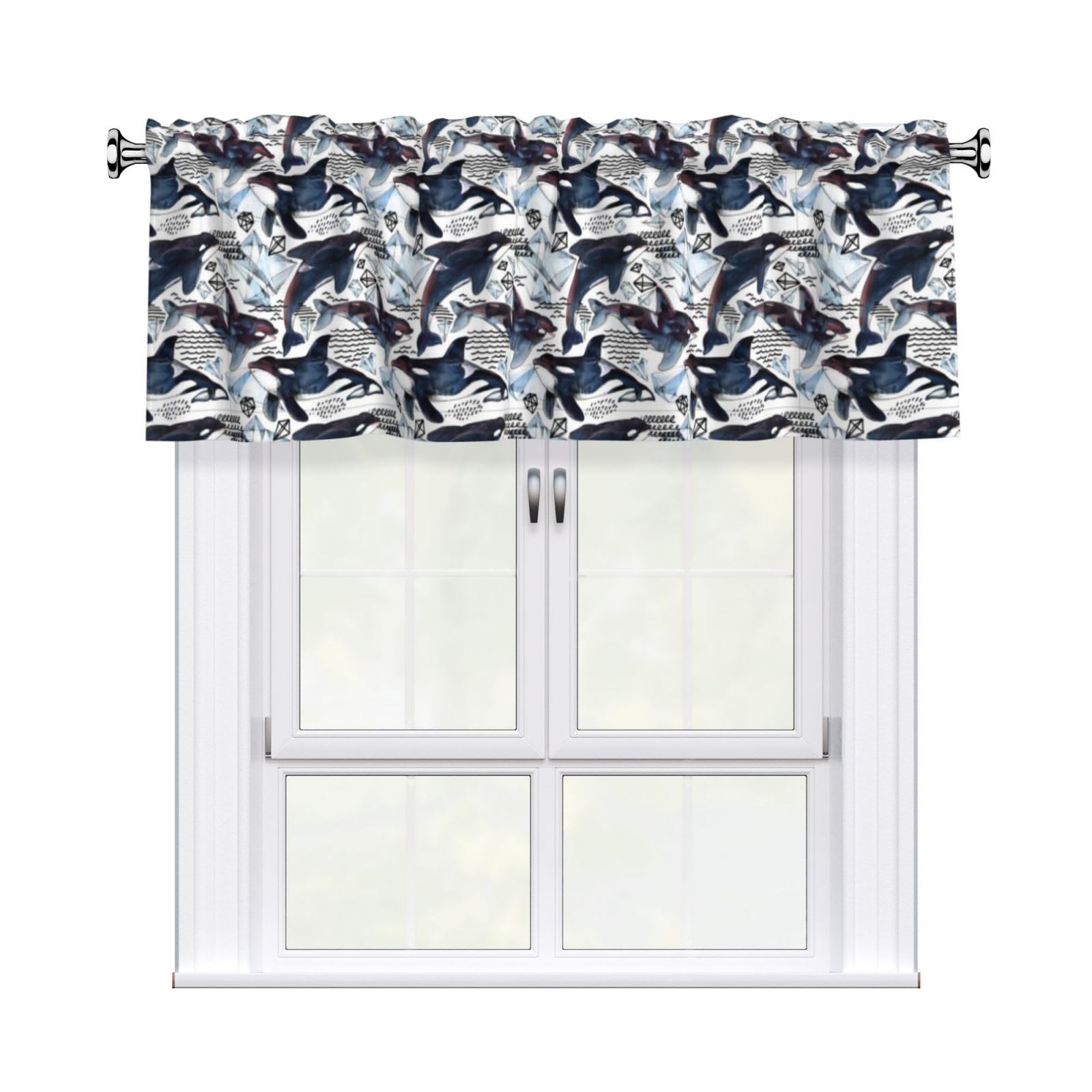 YYHHAOFA Killer Whale Prints Durable Kitchen Window Layer – 54x18 Inch 100% Polyester Valance with Precision Construction