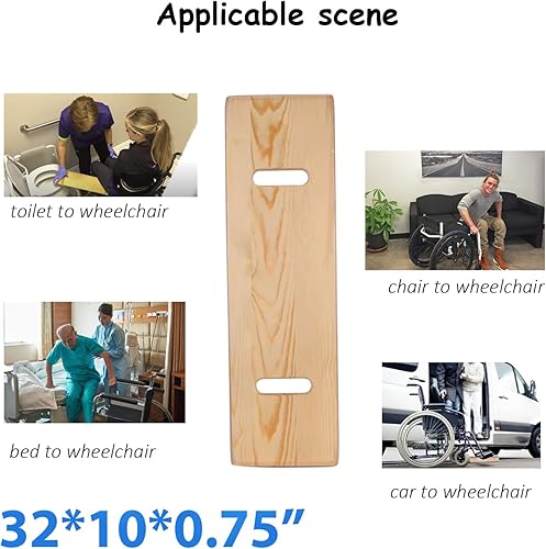Miniatura 4 de Tabla de transferencia deslizante con asas, elegible para FSA, hecha de madera resistente, ayuda de movilidad para personas mayores y