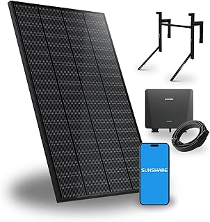 Ray 200W Balkonkraftwerk mit Beton-Balkonhalterung - Balkonkraftwerk 800W komplett Steckdose - neuester 800 Watt Wechselrichter - Solaranlage Komplettset - 5m Kabel