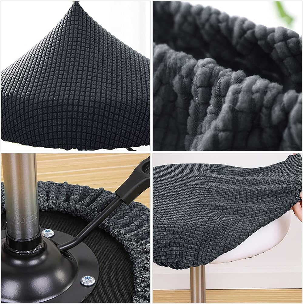 Sewroro Round Stool Seat Covers Elastic Slipcover for 12 Inch Chairs Polyester Chair Cover Protective Round Cushion Cover for Dining Room Kitchen Living Room