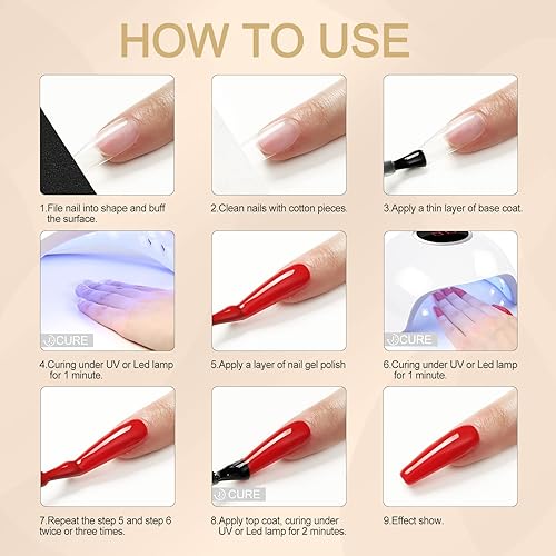 Miniatura 7 de Kit de esmalte de uñas de gel con kit de iniciación de luz UV profesional de 20 piezas de esmalte de gel de 24 W lámpara de uñas multifuncional capa