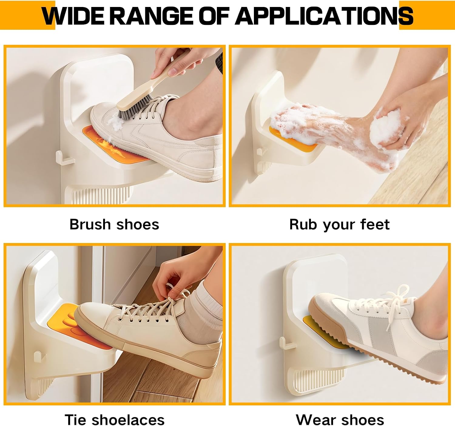 No-Drill Compact Shower Foot Rest | Heavy Duty Non-Slip Wall Mounted Bathroom Shaving Step Pedal | Space-Saving Foot Pedal Stool for Shaving Legs & Washing Feet, Home & RV Use