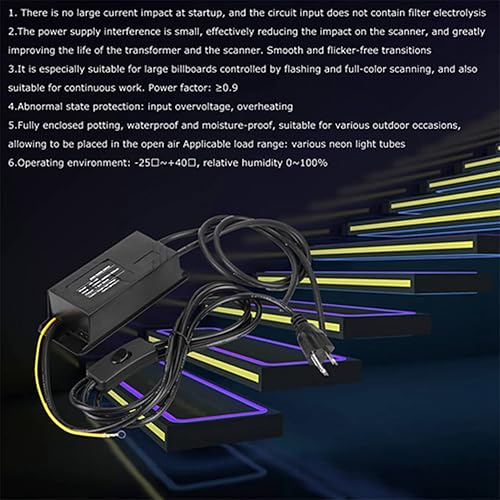 Miniatura 3 de Transformador de luz de neón, 7.5KV 30mA 110V Negro Neon Transformador Electrónico Fuente de Alimentación Rectificador Kit de Señal de Luz de Neón