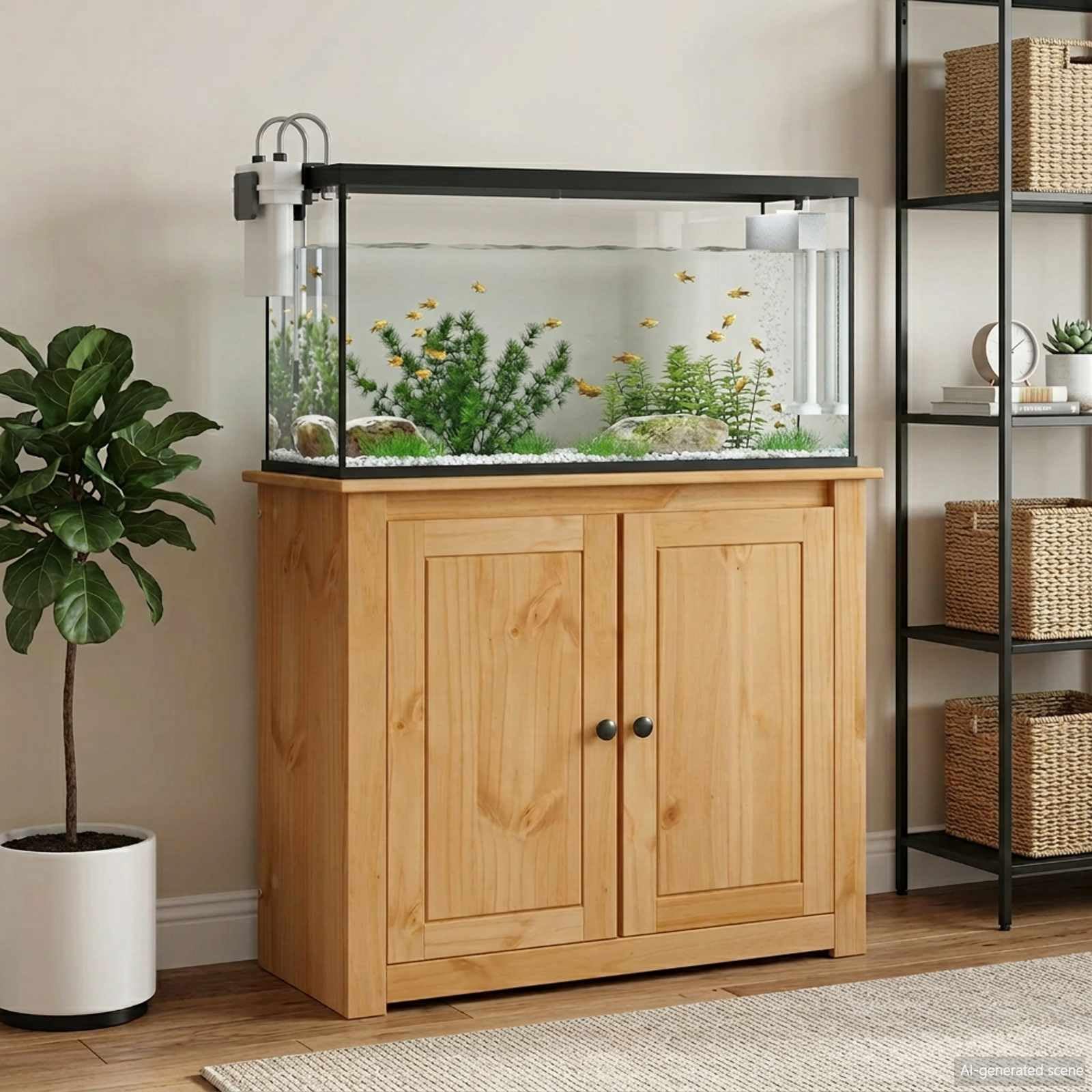 vidaXL Supporto per Acquario PANAMA Marrone 81 x 36 x 73 cm, Supporto in Legno di Pino per Acquario, Unità Moderna, Base Funzionale, Stile per Habitat Marino