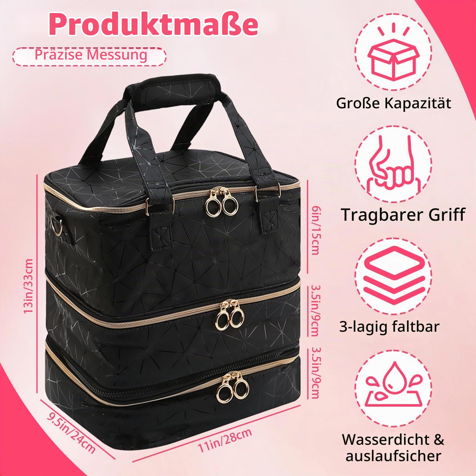3-Tier Nagellack Aufbewahrung Organizer für 84 Flaschen mit LED Fach