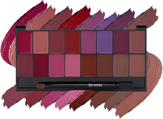 MARS Infinity Lip Palette | Demi Matte | 16 Colors to Infinte Lipstick Colors | Free Spatula cum Applicator (36.0 gm) (02-...