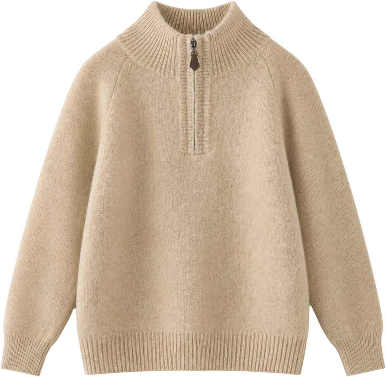 Boys Quarter Zip Long Sleeve Crew Neck Pullover Sweater