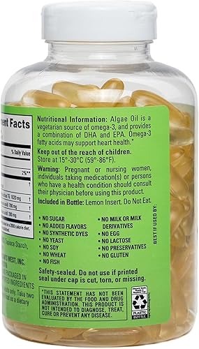 Miniatura 3 de Members Mark - Cápsulas blandas veganas Omega-3 (150 unidades) - Aceite de algas a base de plantas, 1020 mg de omega-3 con 980 mg de DHA + EPA,