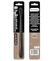 Vista 3 de Hello Cepillo de dientes de cerdas suaves con infusión de carbón, negro, sin BPA, vegano, mango a base de plantas, 1 unidad (paquete de 6)