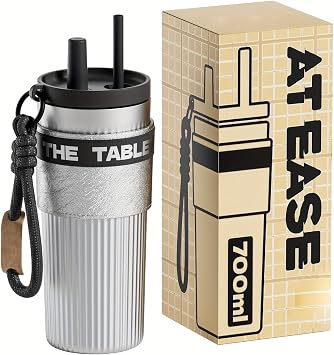 700ML Tritan Plastic Water Bottle, Bpa Free Water Bottle, Tumblers With Lids And Straws, Iced Coffee Cups With Lids, Travel Coffee Mug With Lid, Spill Proof, Thermal Bottle For Hot Cold Drinks WHITE
