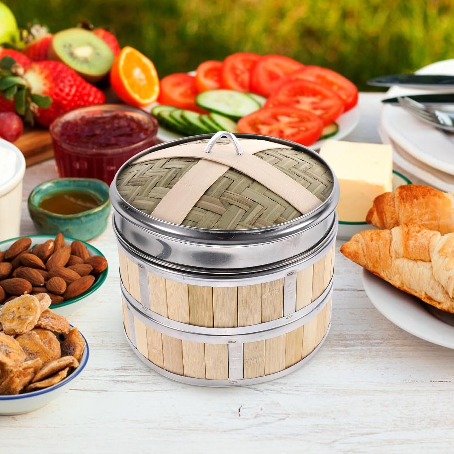 BESTonZON Stainless Steel Steamer Food Steamer for Cooking Steam Cookware Heat-Resistant Multi-Function Random Style