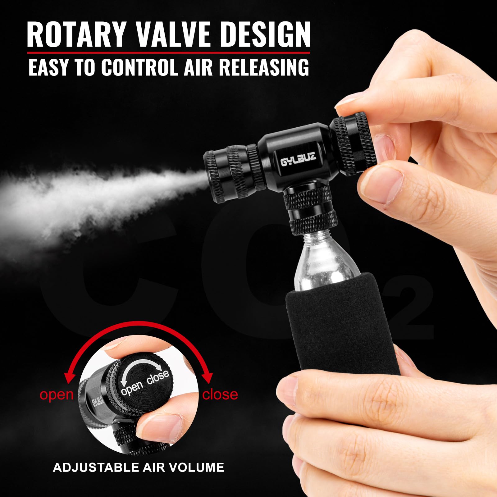 Gonfiatore di CO2 con 6 cartucce di CO2 da 16 g, compatibile con valvole Presta e Schrader, pompa portatile per pneumatici da bici con manicotto isolato, per bici da strada e mountain bike