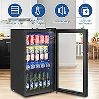 Vista 3 de 3.2 Cu.Ft Mini Fridge – 120 Can Beverage Refrigerator with Glass Door, Adjustable Shelves & Temperature Control, Ideal Drink Cooler for Soda, Wine &