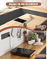 Vista 3 de Empava Placa de inducción eléctrica de 12 pulgadas, superficie lisa con 2 quemadores de 120 V, 12 pulgadas, color negro