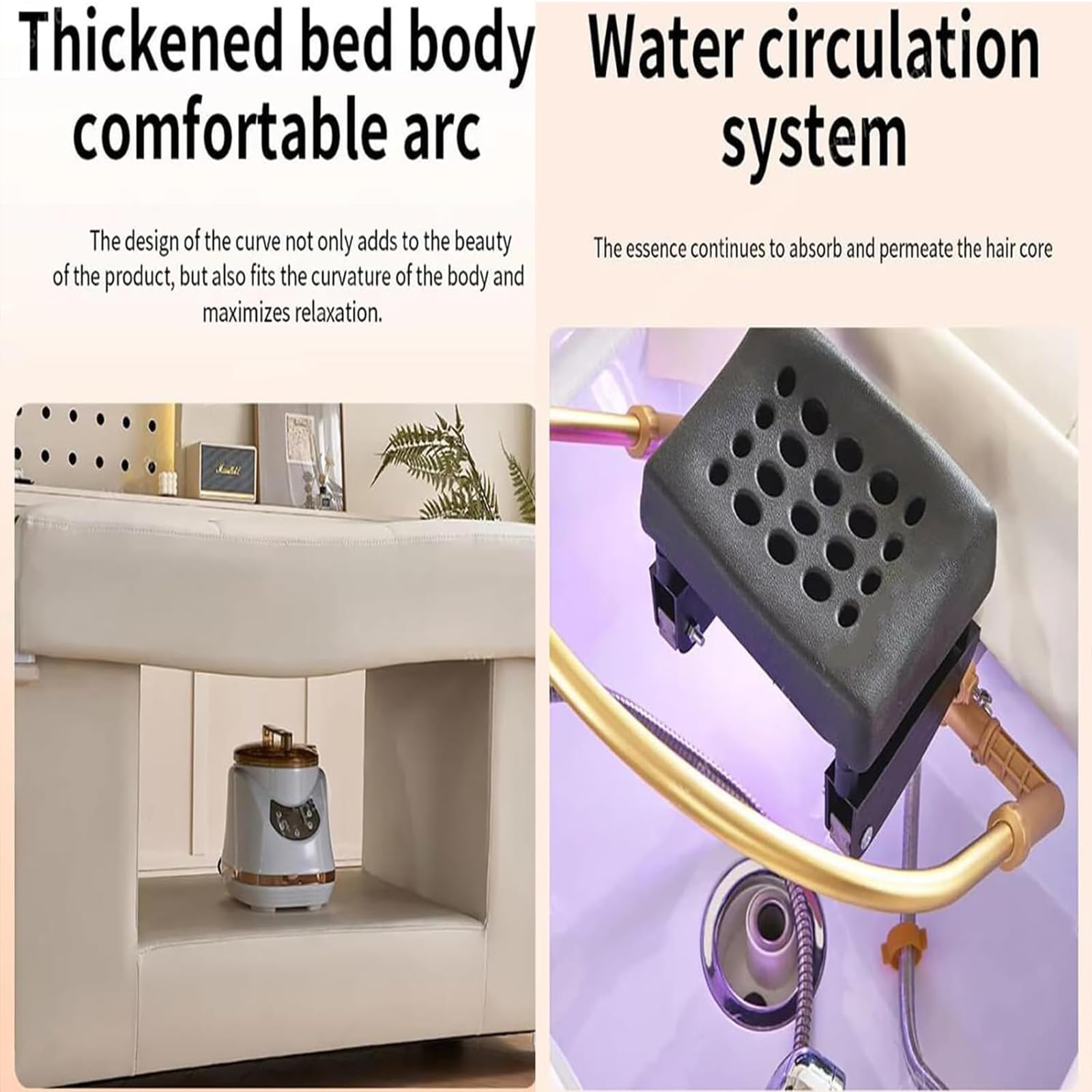 Lavabo de champú portátil con sistema de circulación de agua para lavado de cabello de salón y spa