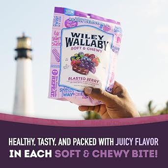 Wiley Wallaby Blasted Berry Licorice Candy, Soft & Chewy, 10oz, 1Pk | Australian-Style Candy Twists with Mixed Berry Flavor, Plant-Based and Perfect for Everyday Snacking