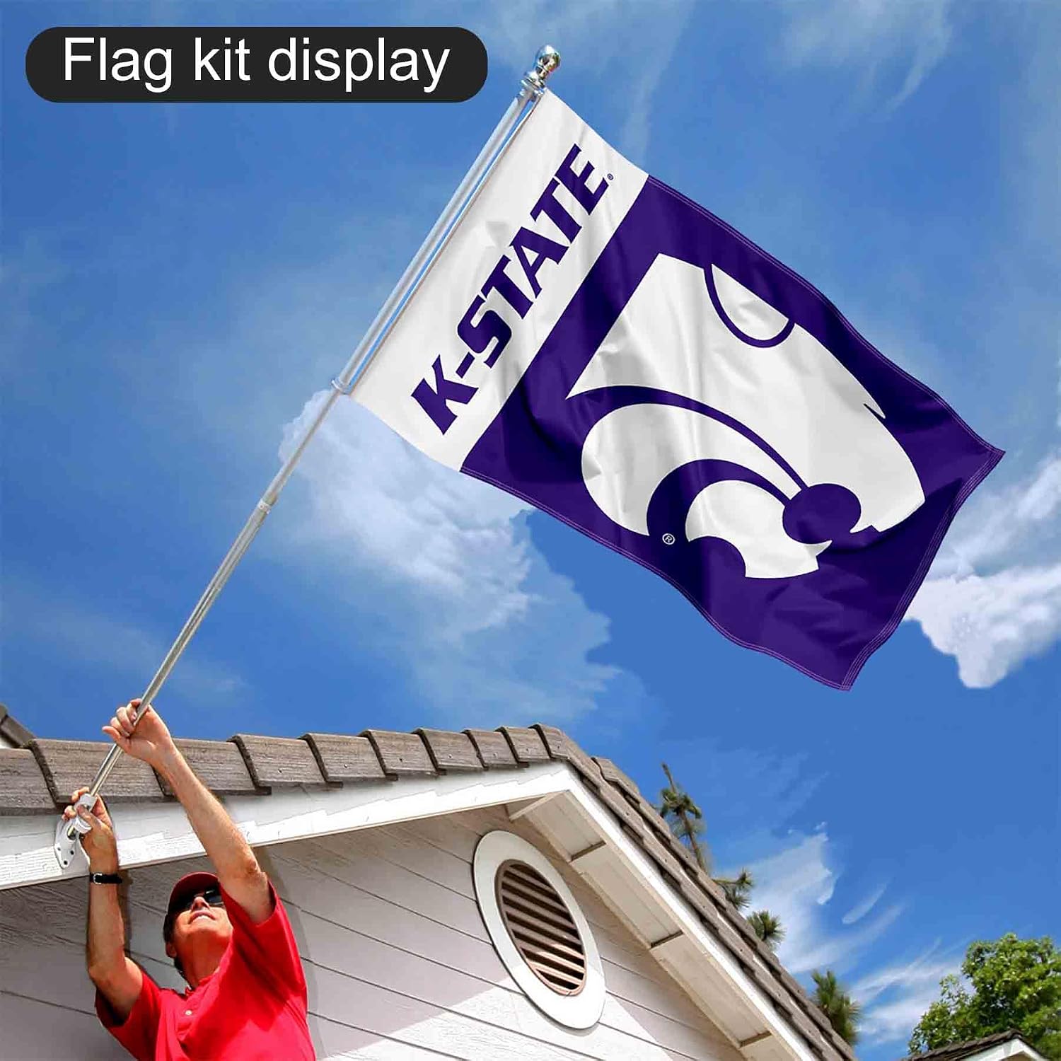 Kansas State Wildcats Flag with Pole and Bracket Complete Set