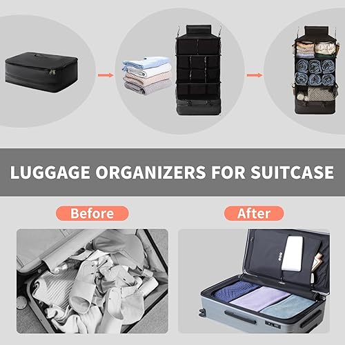 Miniatura 4 de SUCOME Cubos de embalaje colgantes para viajes, bolsas organizadoras de viaje con bolsa de aseo transparente, organizador plegable de maleta,