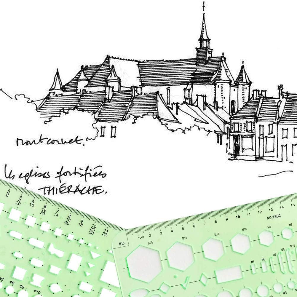 Geometric Drawing Templates Set, 9 Plastic Rulers (As Shown)