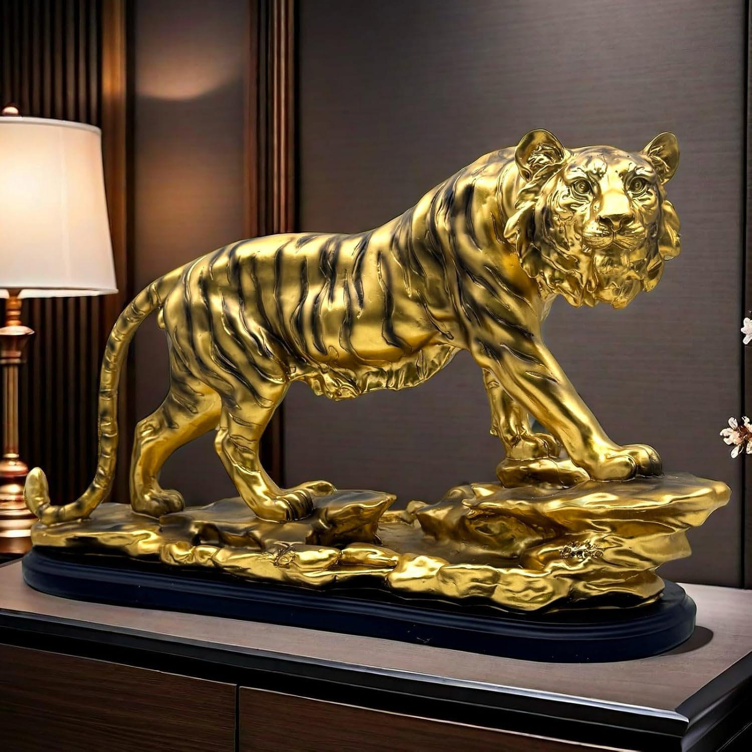18 Inch Large Tiger Statue Figurine Sculpture Collectible Gifts for Tiger Lover Office Home Decor Desk Accessories Decoration Garden Figurines Outdoor Decor