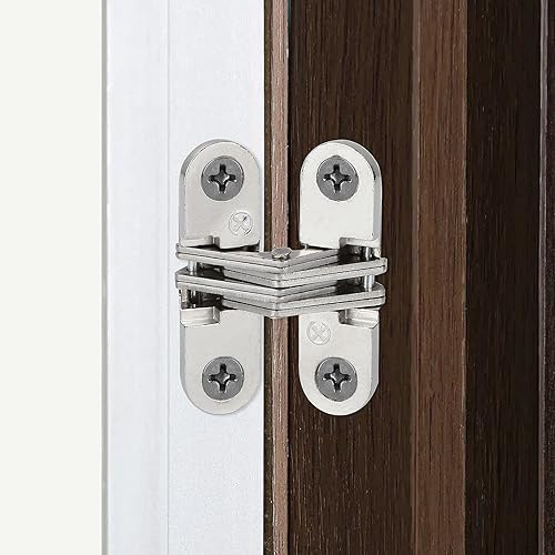 Miniatura 4 de Paquete de 10 bisagras ocultas invisibles para puerta de gabinete, aleación de zinc, bisagra de puerta oculta de 180 grados para puerta secreta,