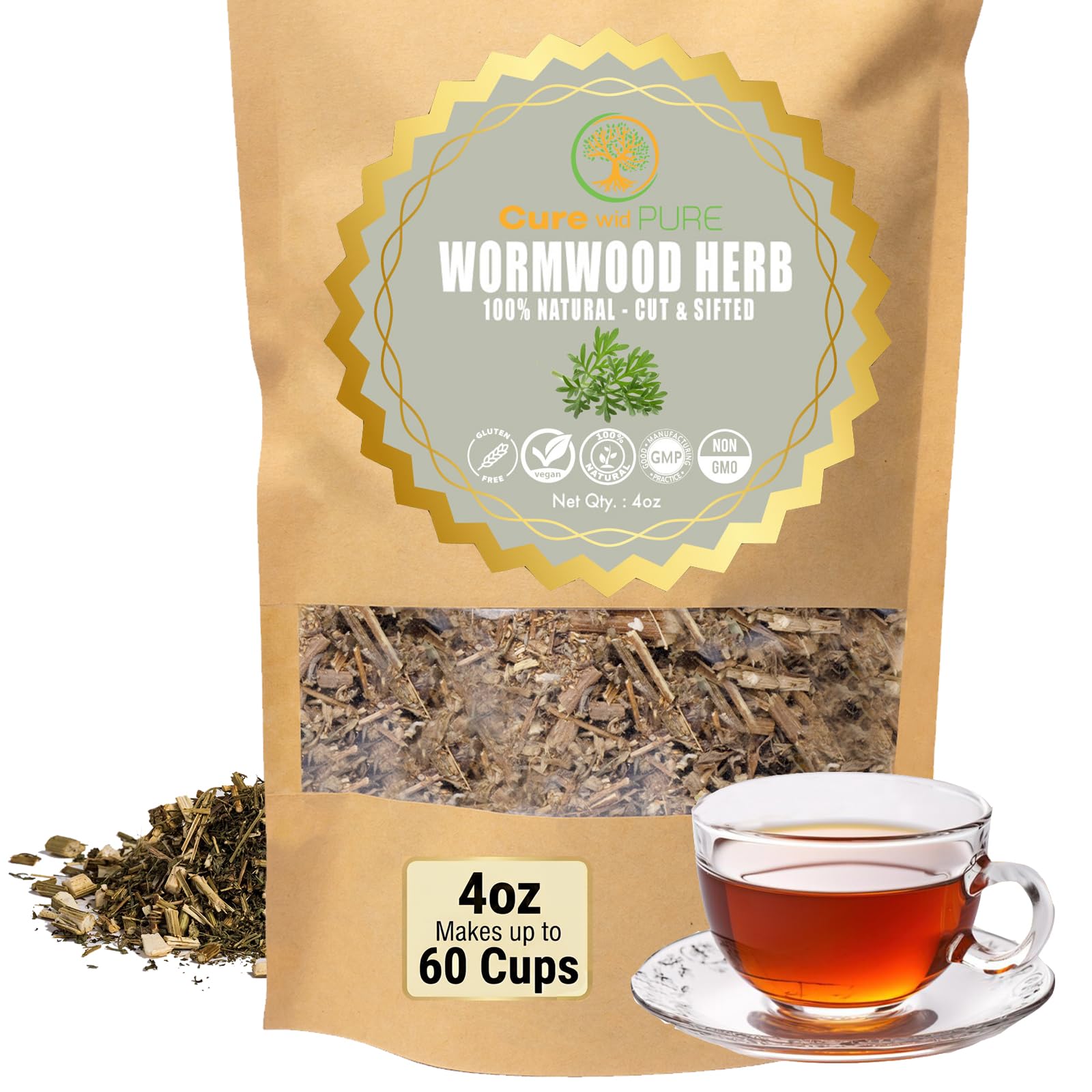 Amazon.com : Cure wid Pure Organic Wormwood Herb Dried Cut