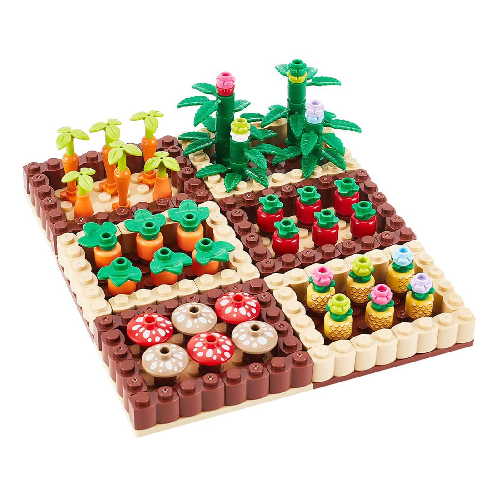 TERRIFI Farm Field Set Building Blocks, Plant Orchard Crops Building Bricks Kit, DIY Play Building Blocks Brick Set with Grass Flower Leaf, Farm Blocks Kit for Boys Girls Kids 8-12