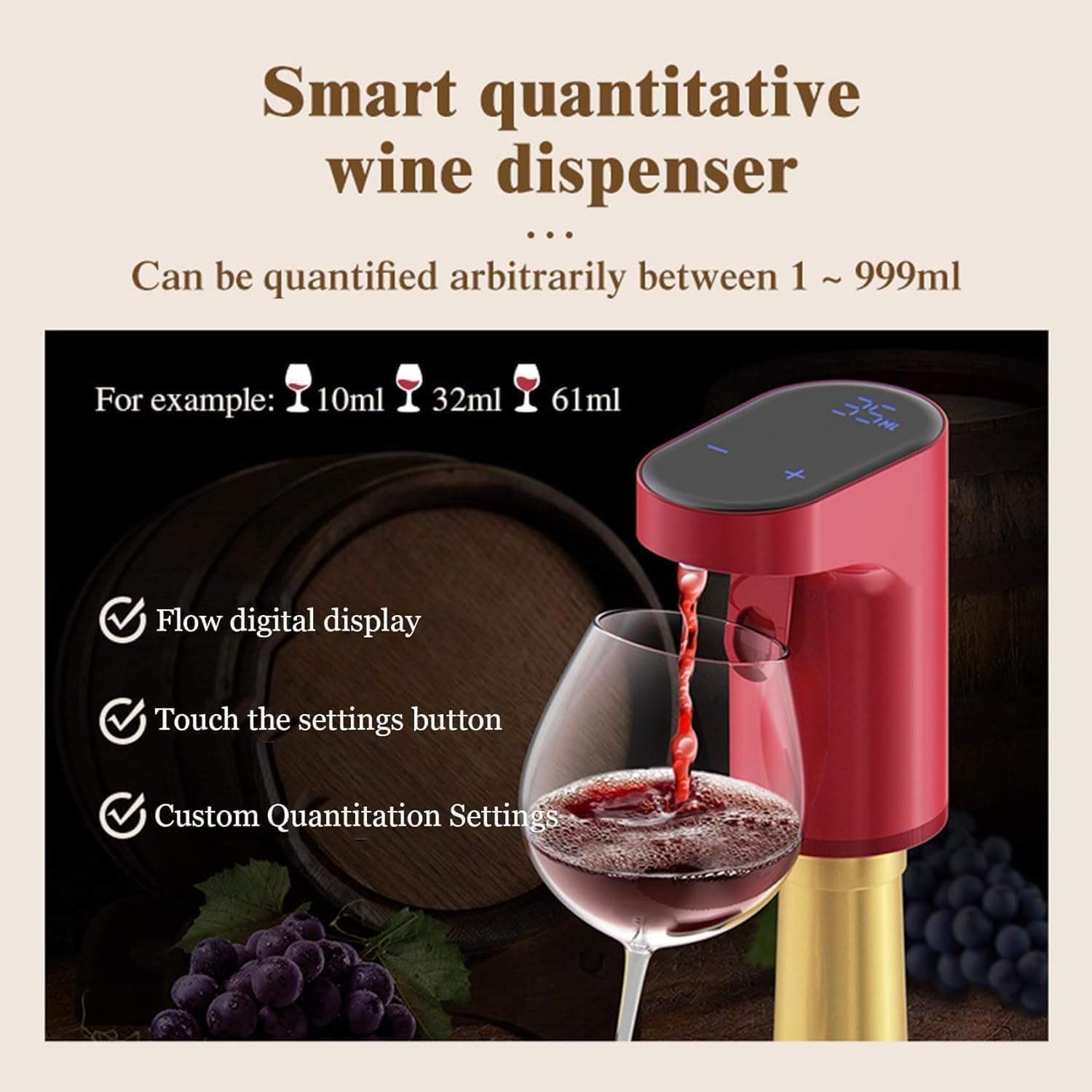 Sipvault – Distributeur de boissons alcoolisées, distributeur de boissons Sip Vault pour whisky, distributeur intelligent d'alcool, décanteur de vin électrique, distributeur verseur, quantité réglable