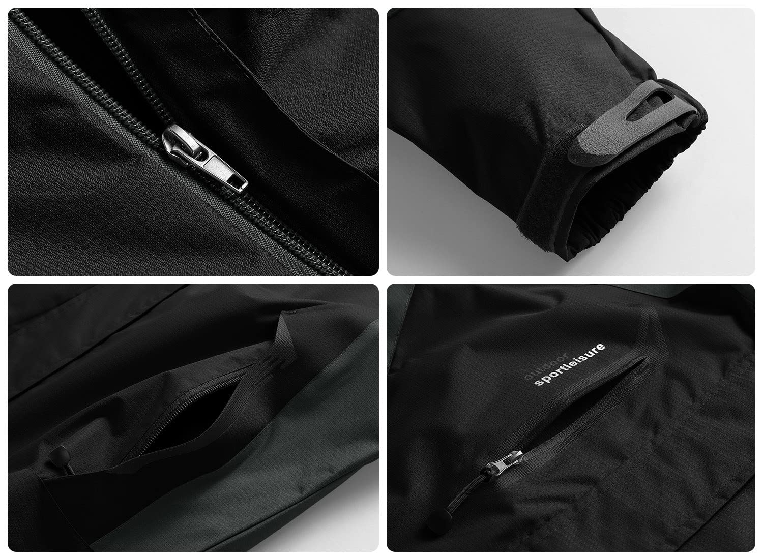 YSENTO Chaqueta de senderismo para mujer, impermeable, ligera, transpirable, con capucha desmontable, 01 negro, M