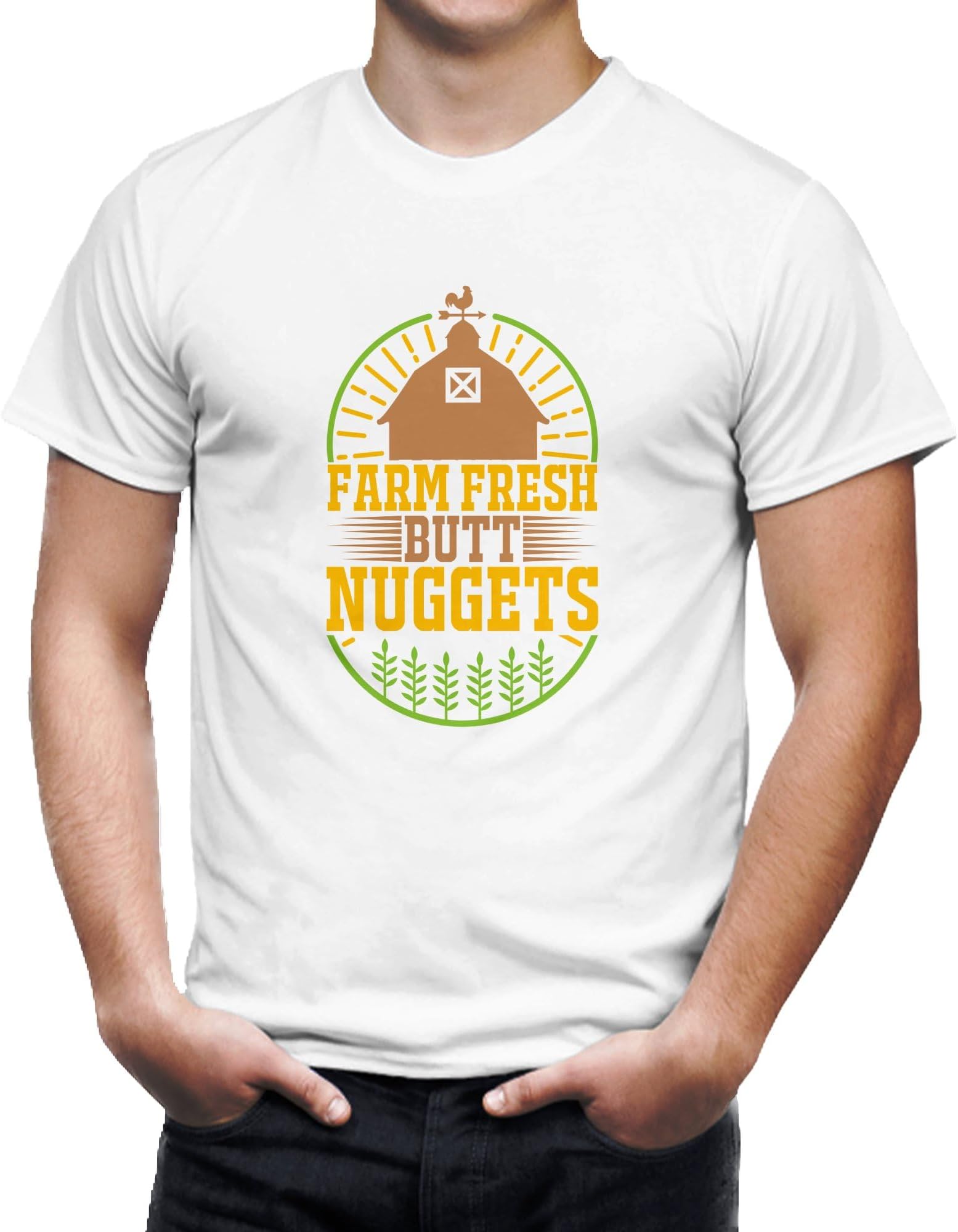 Seek Buy LoveFarm Fresh Butt Nuggets T-Shirt, Funny Chicken Egg Shirt, Unisex Rural Farming Tee, Gift for Chicken Lovers, Country Style Clothing