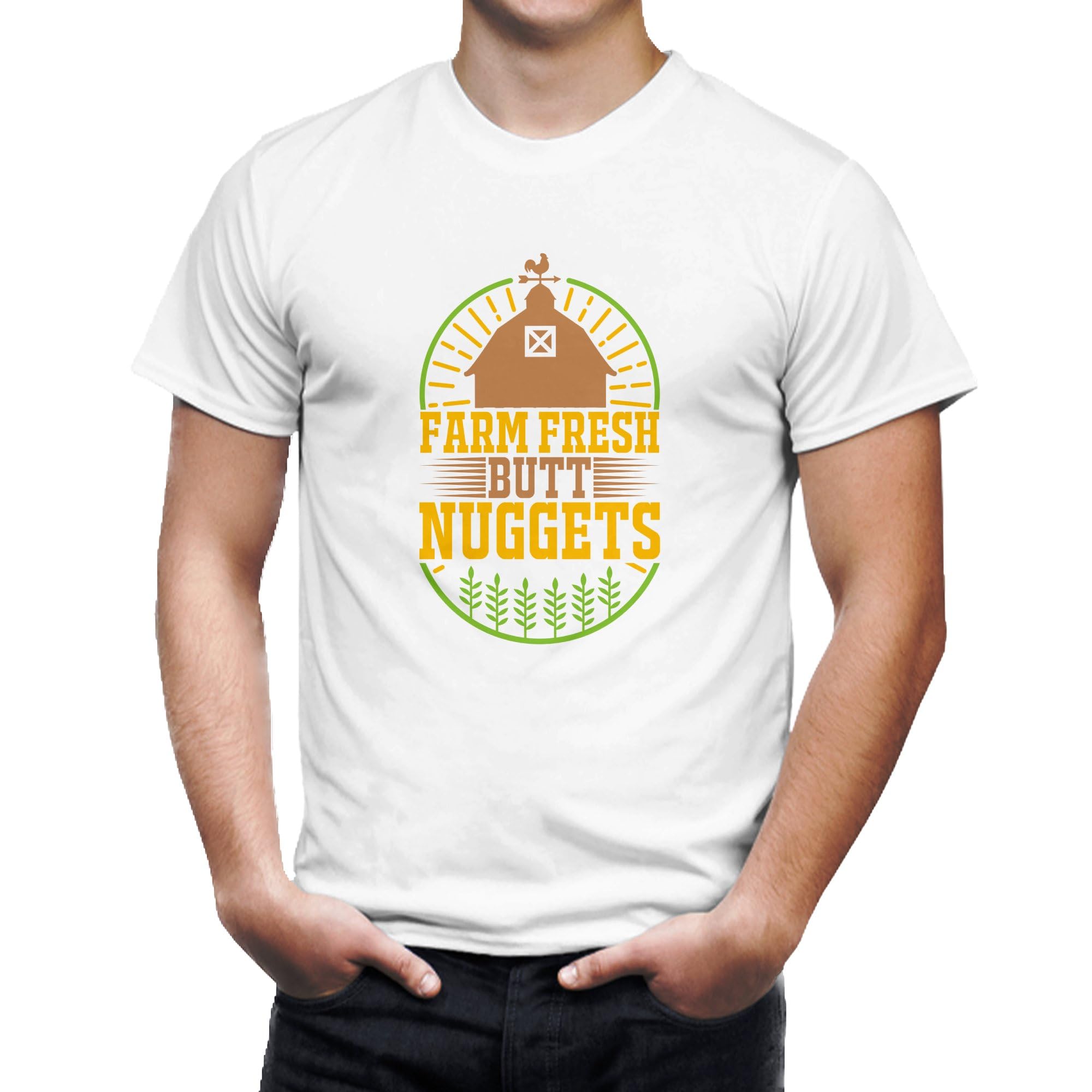Seek Buy LoveFarm Fresh Butt Nuggets T-Shirt, Funny Chicken Egg Shirt, Unisex Rural Farming Tee, Gift for Chicken Lovers, Country Style Clothing